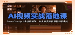 AI��Ƶʵս��ؿΣ�Sora+ComfyUIȫ���̽�ѧ��16����ʵ�����������ɳ�Ƭ