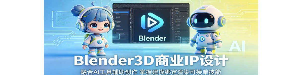 Blender3D��ҵIP��ƣ��ں�AI���߸������������ս�ģ����Ⱦ�ɽӵ�����